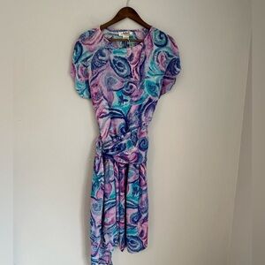 Vintage Adini 80s 90s Rayon Skirt & Top Set  - S Abstract Pastel Festival Outfit